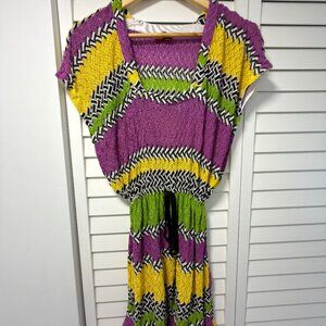 Missoni Purple Yellow Green Zigzag Knit Beach Dress